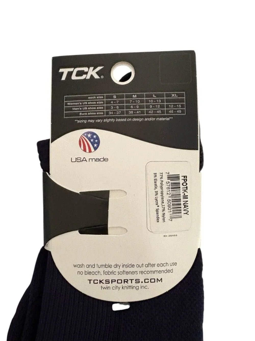 *New 2-TCK Performance Socks Mens Medium FPOTK-M Navy Blue ProDRI Athletic